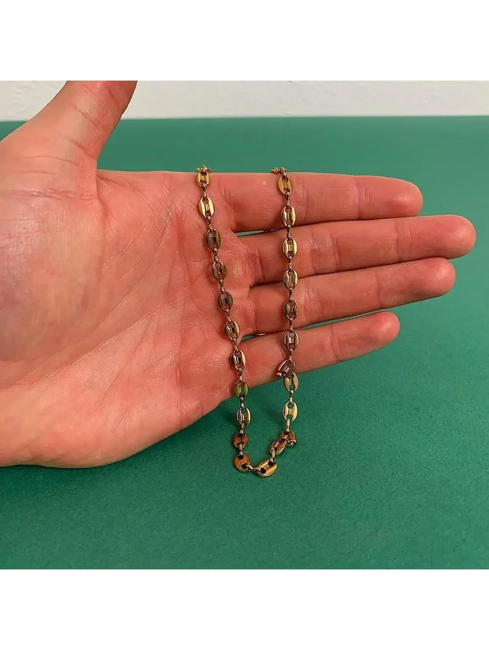 Y2k Cyber Vintage style Coffee Bean Stainless Steel Gold Plated Necklace. High